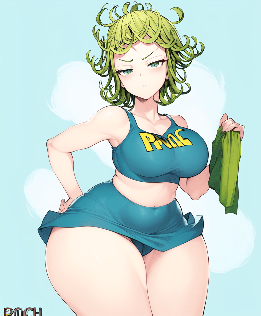1girls, ai generated, alternate ass size, alternate breast size, ass, big ass, breasts, female, female only, green eyes, green hair, hips, huge ass, massive ass, one-punch man, solo, solo female, tatsumaki, thick hips