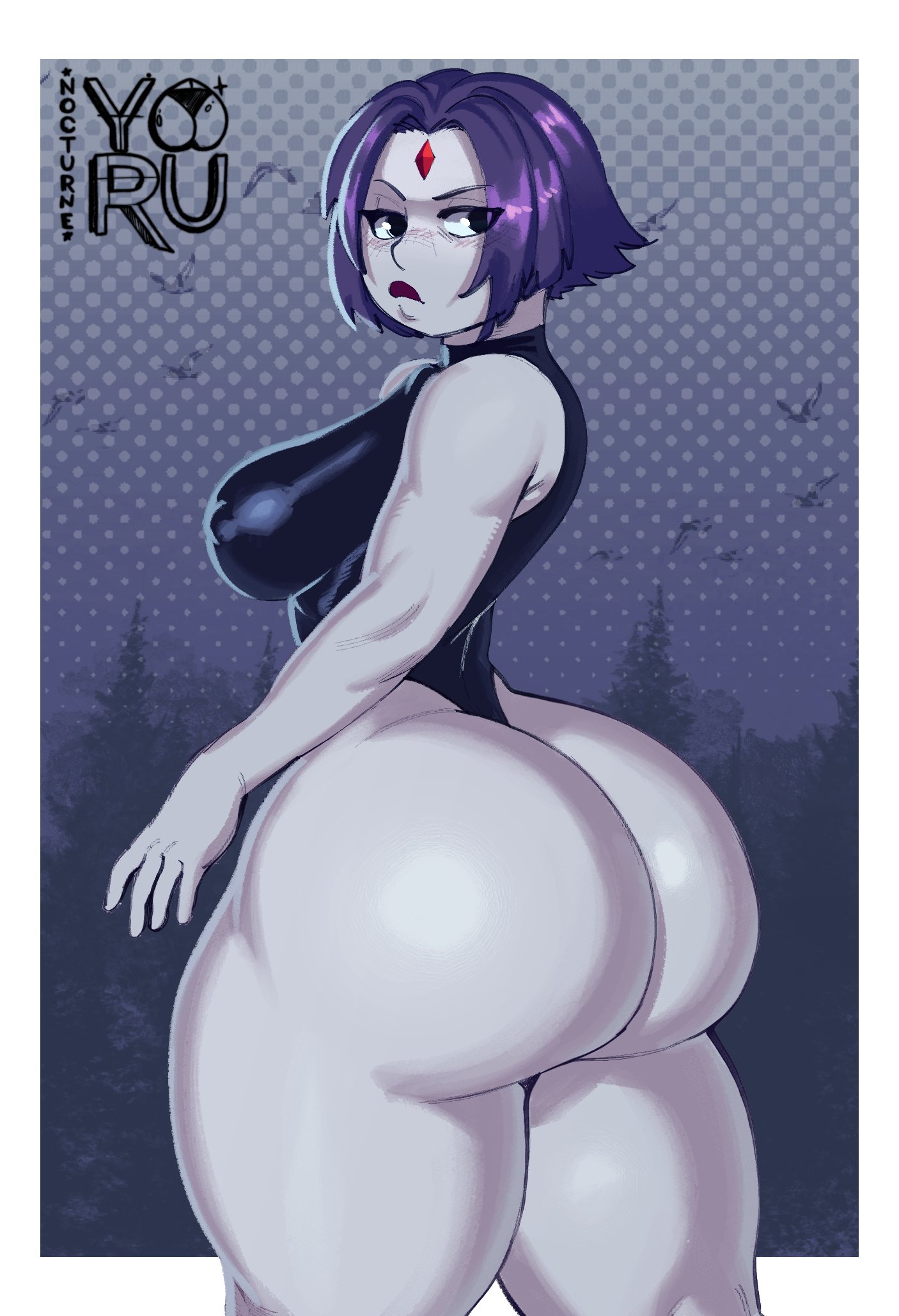 1girls, ass, back view, big ass, big breasts, big butt, breasts, bubble ass, bubble butt, dc, dc comics, fat ass, fat butt, female, huge ass, huge butt, hyper thighs, massive thighs, nocturne nsfw, purple hair, rachel roth, raven (dc), short hair, teen titans, thick ass, thick thighs, thunder thighs