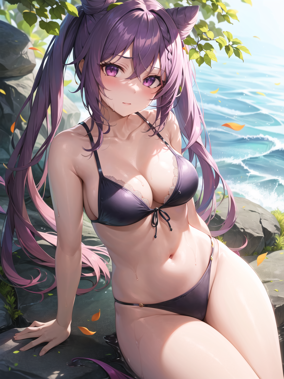 1girls, ai generated, bikini, curvaceous, curvy, curvy body, curvy female, curvy figure, female, genshin impact, hi res, high resolution, keqing (genshin impact), mihoyo, seductive look, stable diffusion, voluptuous, voluptuous female