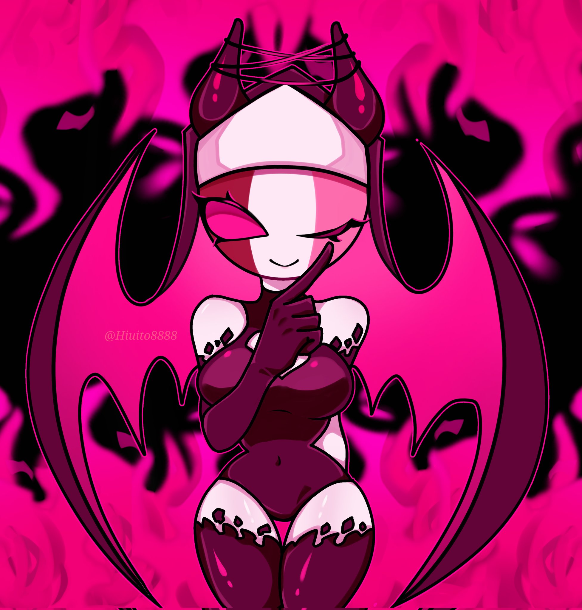 1girls, 2023, breasts, demon horns, female, female only, friday night funkin, friday night funkin mod, hiuito8888, mid-fight masses, pink hair, sarvente, sarvente (demon form), sarvente (dokki.doodlez), sarvente (fnf mod), sarvente (friday night funkin), tagme, thighs