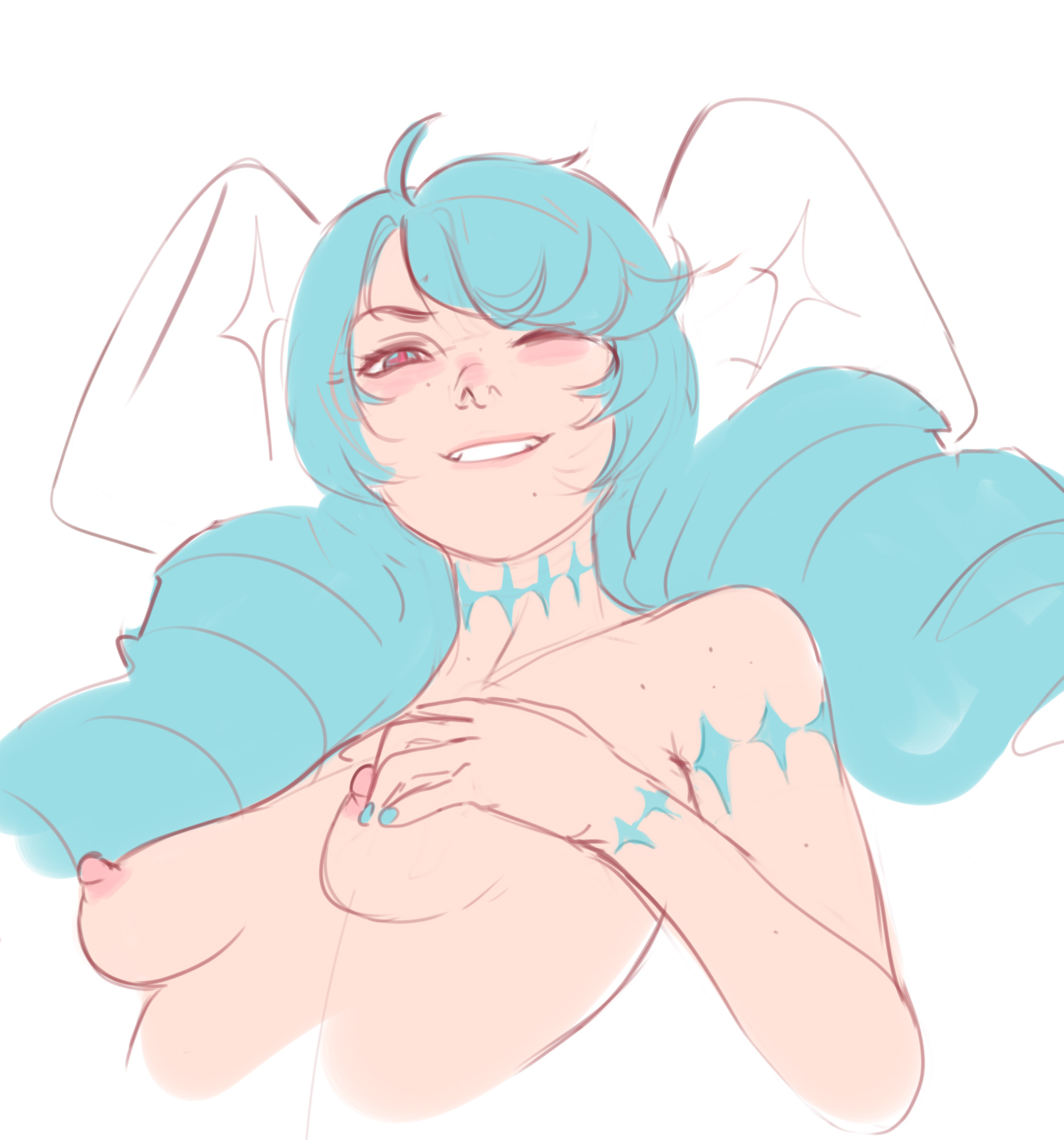 breasts, female, gwen (league of legends), gwensoftpinktoes, league of legends, nipples
