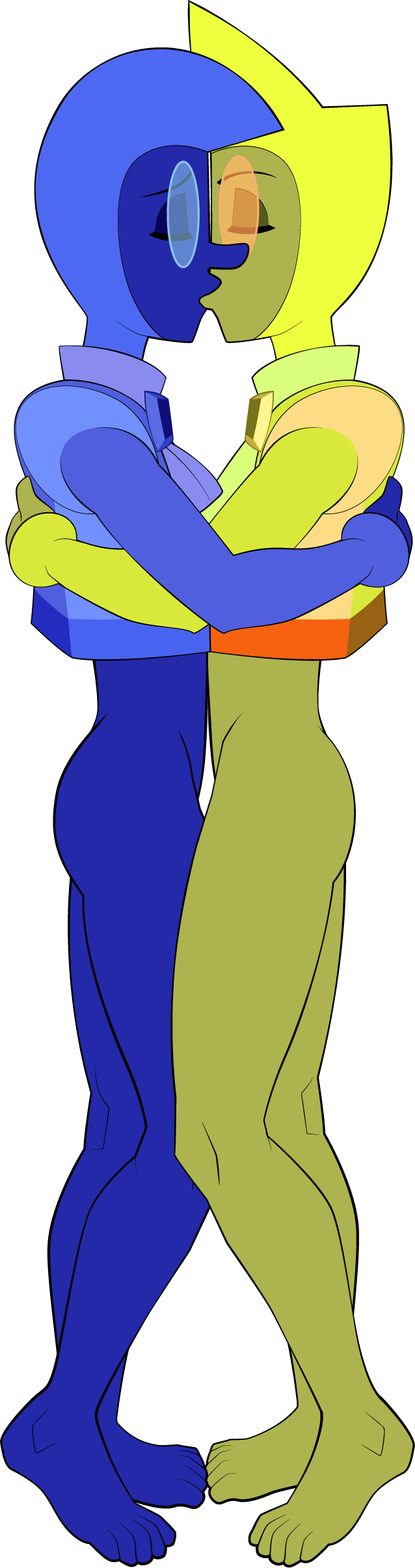 2girls 5_toes ass blue_zircon bottomless feet gem_(species) kissing legs sparksstars steven_universe yellow_zircon