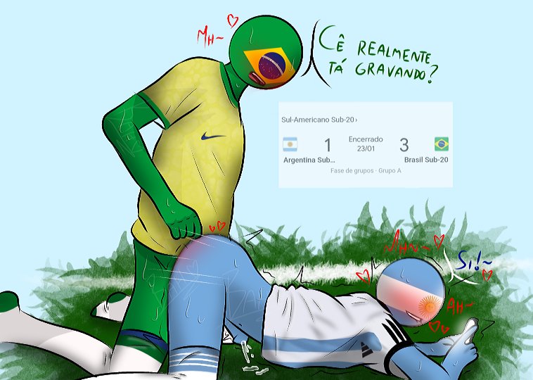 2boys, anal, anal penetration, anal sex, argentina, argentina (countryhumans), argentinian, argentinian male, ass, blush, brazil (countryhumans), countryhumans, cum, cum while penetrated, doggy style, gay, humping, male, male only, male/male, mounting, penetration, red ass, sex, soccer, soccer uniform, socks, stickman, sweat, sweaty, thrusting, thrusting into ass, yaoi