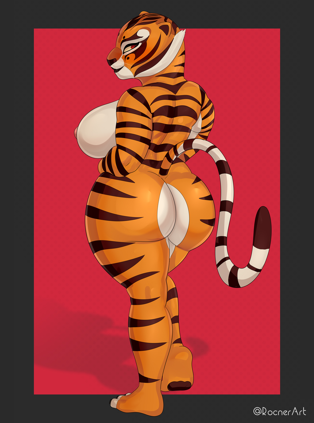 1girls, anthro, ass, back, big ass, big breasts, big butt, breasts, bubble ass, bubble butt, completely nude, dreamworks, fat ass, female, female focus, female only, huge ass, huge breasts, huge butt, humanoid, kung fu panda, looking at viewer, looking back, mammal, mammal humanoid, master tigress, no bra, no panties, nude, nude female, rear view, rocner, solo, solo female, solo focus, thick thighs, tiger, voluptuous, voluptuous female