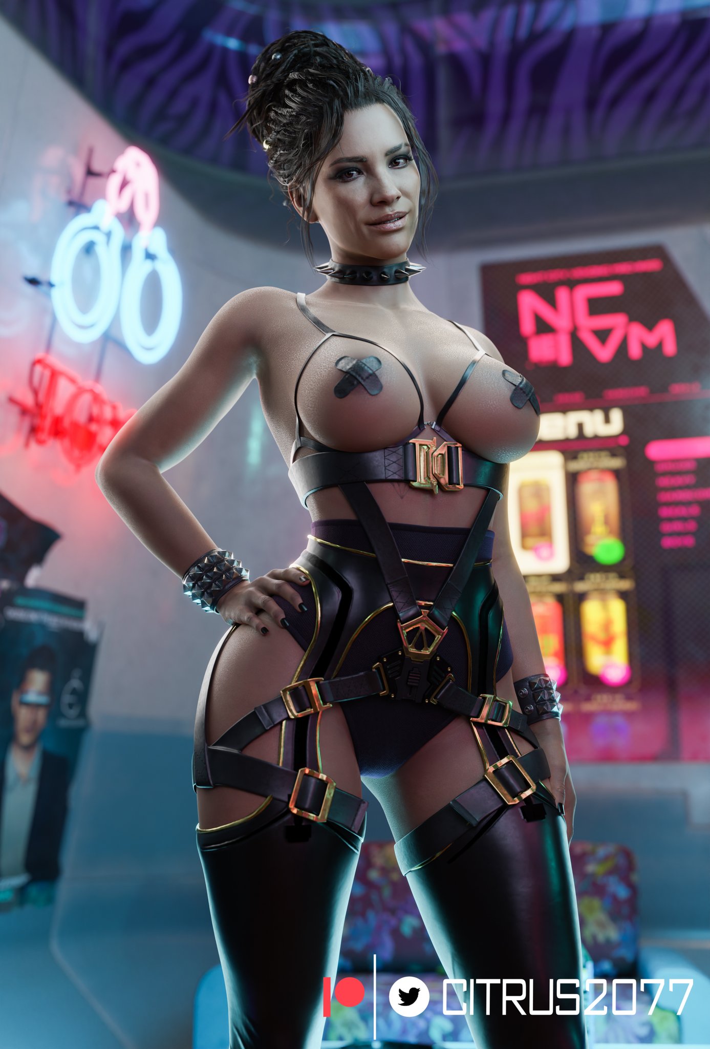 1girls, 3d, afro-native, athletic, athletic female, big breasts, breasts, brown body, brown skin, busty, cd projekt red, chest, citrus2077, cleavage, curvaceous, curvy, curvy figure, cyberpunk, cyberpunk (series), cyberpunk 2077, digital media (artwork), eyebrows, eyelashes, eyes, female, female focus, female only, fit, fit female, hair, hips, hourglass figure, huge breasts, human, large breasts, legs, light brown body, light skin, light-skinned female, lips, lower body, mature, mature female, panam palmer, thick, thick legs, thick thighs, thighs, top heavy, upper body, voluptuous, waist, wide hips