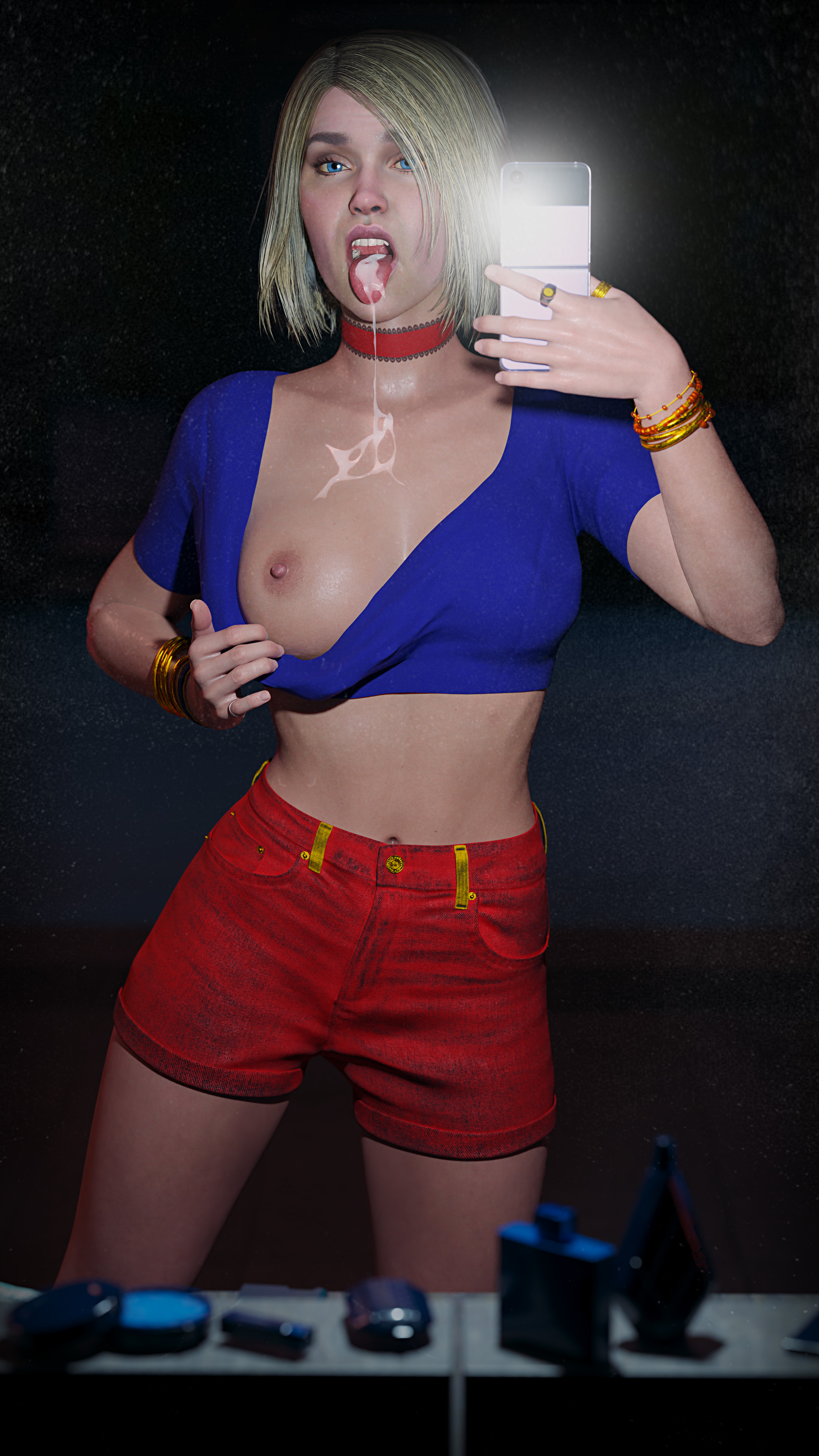 3d, after sex, ass, big ass, big breasts, blender, blonde hair, blue eyes, breasts, cum, cum in mouth, cum on breasts, curvy, cute, dc, dc comics, female, injustice 2, kara danvers, kara zor-el, looking pleasured, nude, oral, rexxxamillion, seductive, selfie, showing breasts, supergirl, supergirl (injustice), superman (series)