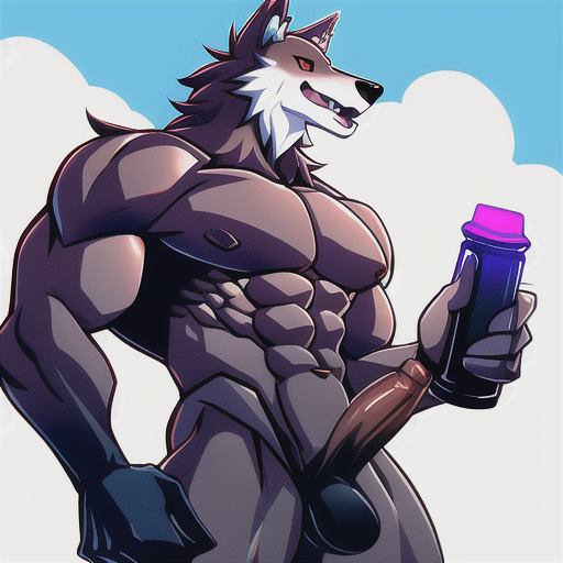 1boy 1male abs ai_generated anthro canid canine dezgo_ai fleshlight furry furry_only humanoid_genitalia humanoid_penis male masturbator muscular penis solo solo_male wolf zomboynkush