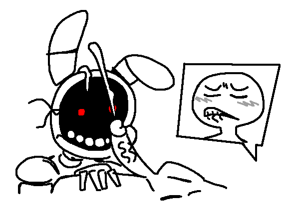 ambiguous_gender animatronic anthro bite biting_lip blush bodily_fluids crushtrap cum cum_on_face duo ejaculation exposed_endoskeleton five_nights_at_freddy's five_nights_at_freddy's_2 genital_fluids genitals human lagomorph leporid machine male mammal one_ear_up oral? penis rabbit red_eyes robot scottgames simple_background white_background wire withered_bonnie