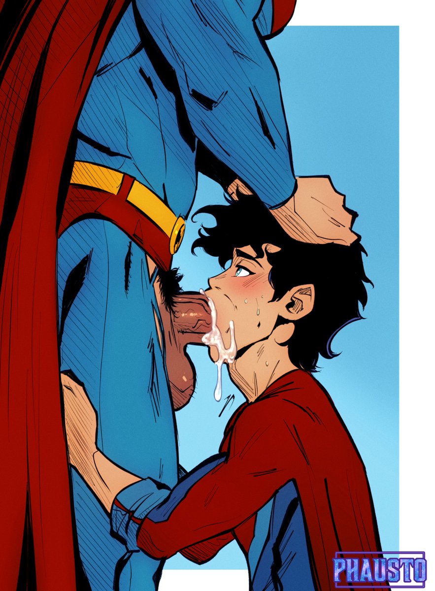 1man_1boy big_penis boquet cum_in_mouth dad_fucking_son dc dc_comics gay hairy_balls hands_on_head incest male phausto superboy superman superman_(clark_kent) yaoi