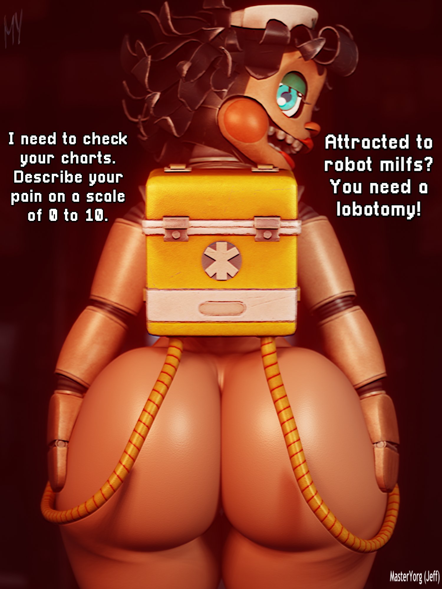 3d, 3d (artwork), animatronic, animatronic female, animatronic girl, ass, female, female only, five nights at freddy's, five nights at freddy's: secret of the mimic, masteryorg0, nurse dollie (fnaf), robot, robot girl, secret of the mimic, sfm, solo