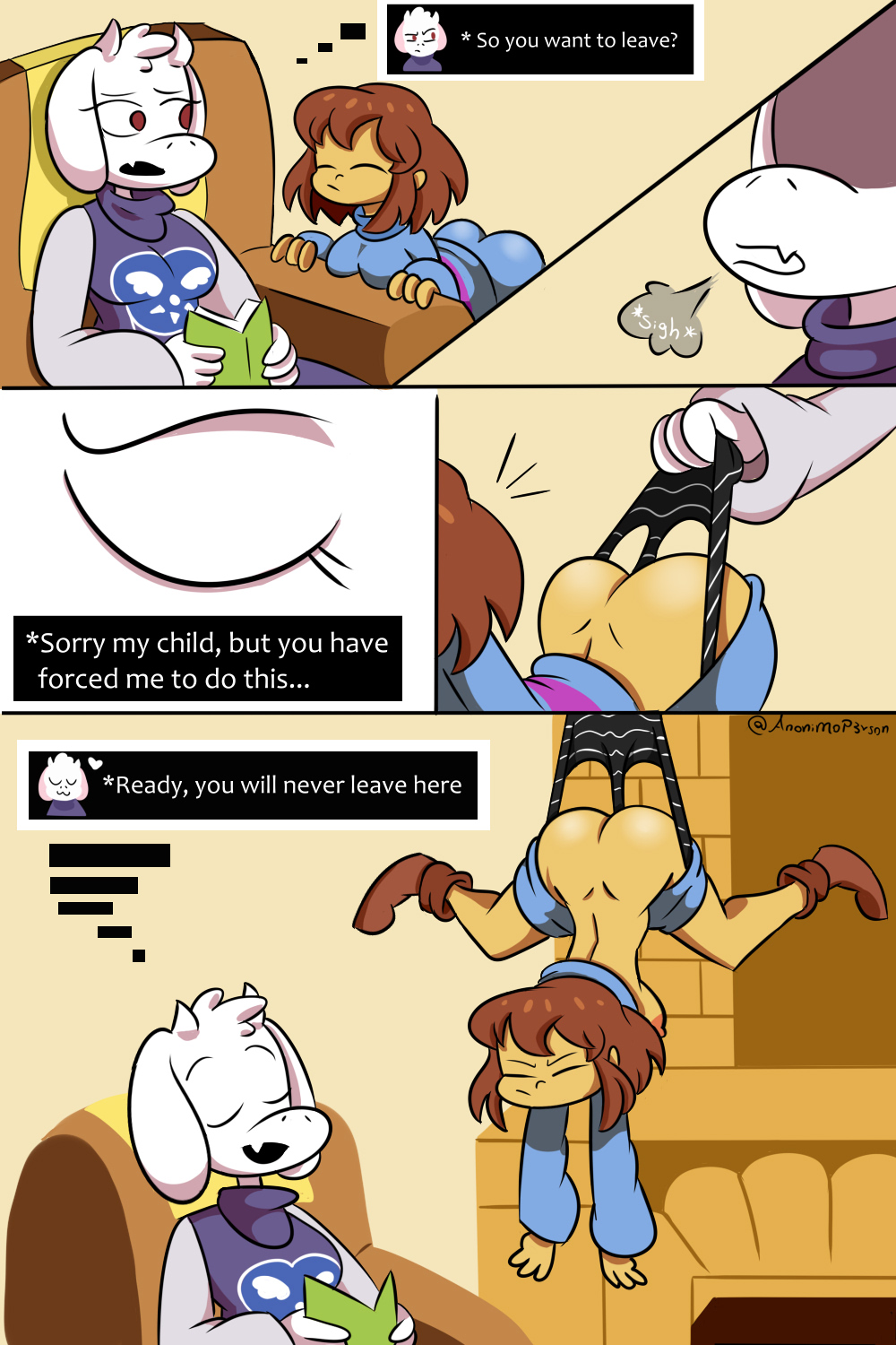 anonimop3rson female frisk frisk_(undertale) toby_fox toriel undertale undertale_(series) wedgie wedgie_fetish wedgies wedgietale
