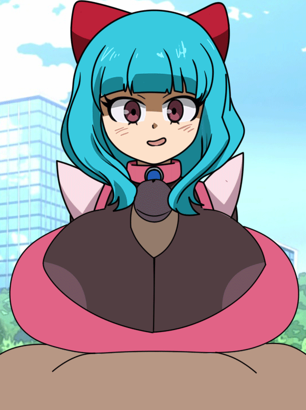 1girls, animated, animated gif, anime, anime girl, beat banger, big breasts, big penis, boku no hero academia, breasts, character in background, collar, cyan hair, female, gif, hero, male, my hero academia, nipples visible through clothing, no name, paizuri, paizuri under clothes, penis, superhero, template, titjob, toriel beat banger, waifu