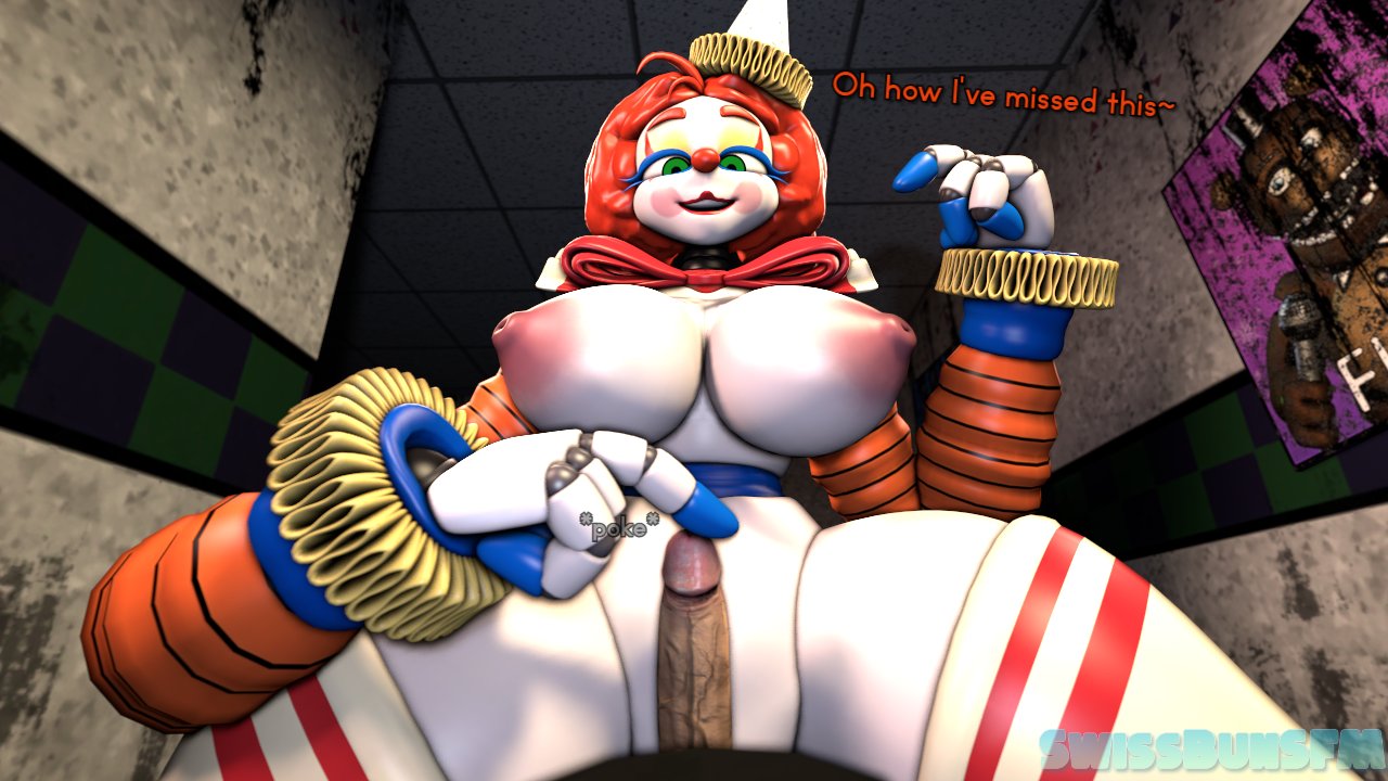 3d, 3d (artwork), animatronic, animatronic female, animatronic girl, breasts, breasts out, clown, clown girl, female, five nights at freddy's, five nights at freddy's: secret of the mimic, jackie (fnaf), jackie (mishuuyu), male, mishuyuu (modeler), nipples, penis, penis out, robot, robot girl, secret of the mimic, sfm, straight