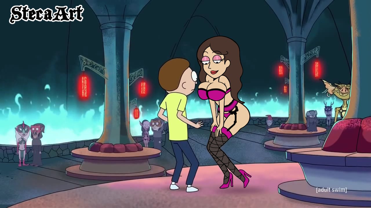 ass big_breasts duo_focus edit edited female high_heels huge_ass huge_breasts long_hair male morty_smith prostitute prostitution rick_and_morty screen_capture screencap screenshot screenshot_edit sexually_suggestive slut slutty_outfit steca thelazyart thick thighs tricia_lange