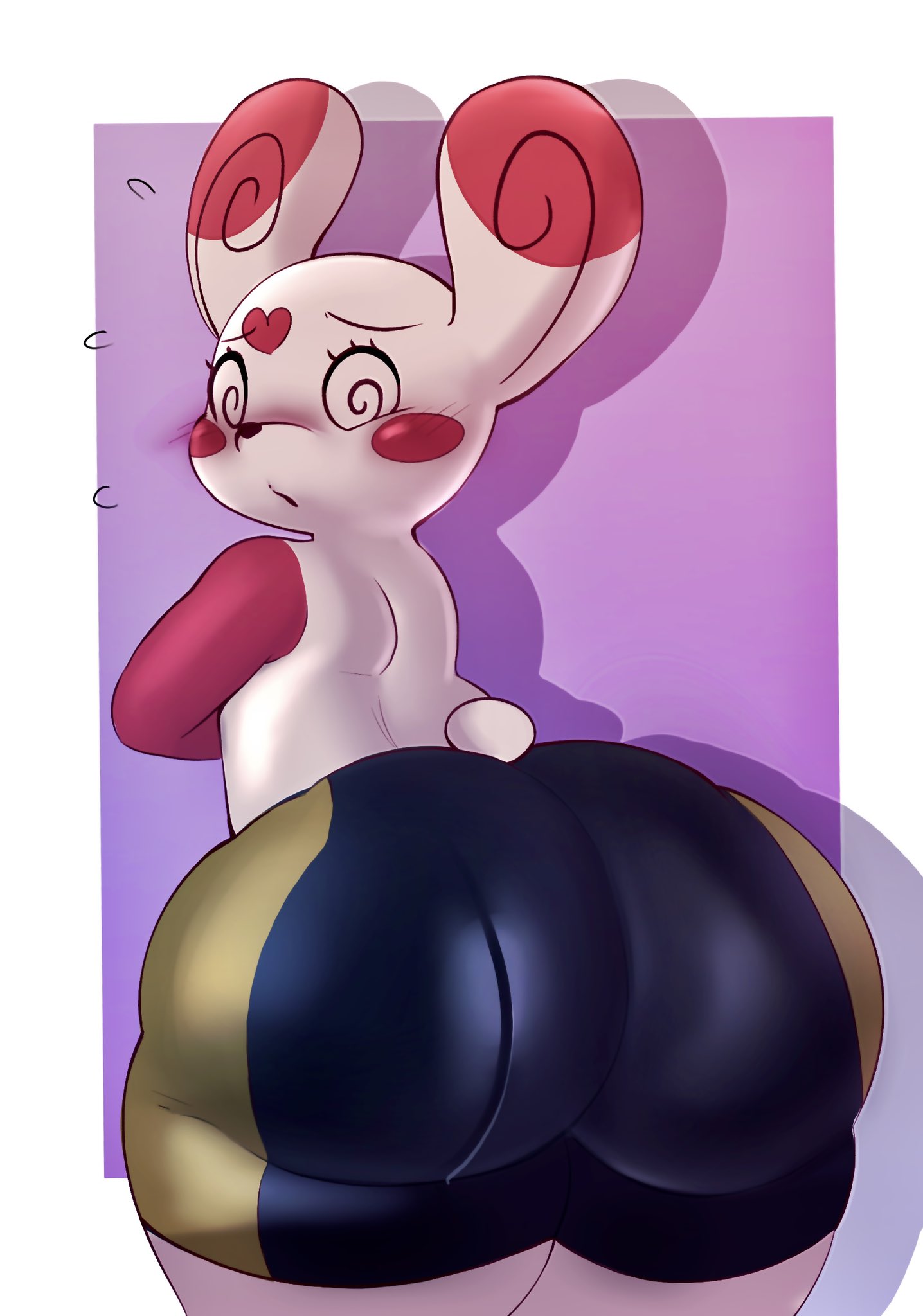 ambiguous gender, anthro, anthrofied, ass, big ass, blush, bubble ass, bubble butt, clothed, clothing, furry, huge ass, inazuma kat, looking back, nintendo, partially clothed, pokémon (species), pokemon, pokemon (species), solo, spinda, tagme, thick thighs, topless