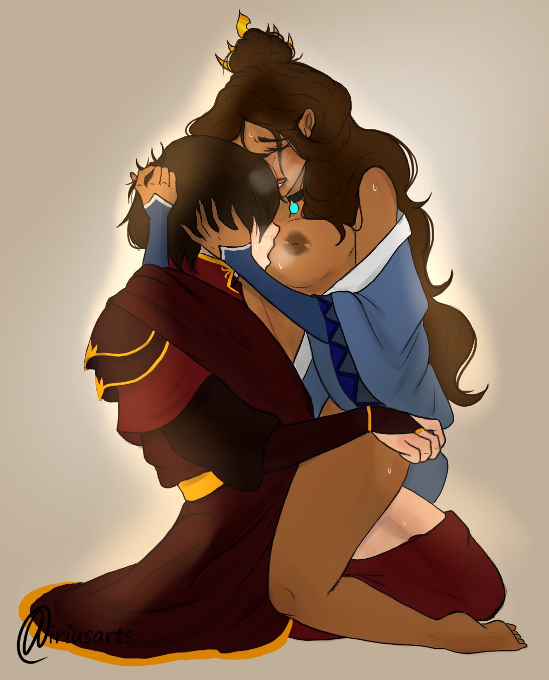 1boy, 1girls, avatar the last airbender, breasts, cowgirl position, exposed breasts, fanon couple, female, human, implied penetration, katara, male, sex, tagme, zuko, zutara