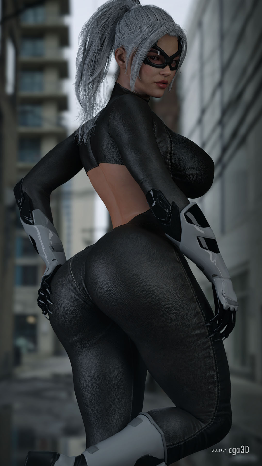 1girls, 3d, absurd res, ass, ass focus, big ass, big breasts, black cat (insomniac), black cat (marvel), breasts, bubble ass, bubble butt, cga3d, curvaceous, curvy, curvy female, curvy figure, erotichris, felicia hardy, female, female focus, female only, large breasts, lipstick, looking at viewer, marvel, marvel comics, red lips, red lipstick, solo, solo female, solo focus, spider-man (ps4), spider-man (series), straight hair, thick ass, thick thighs, tight clothing, voluptuous, voluptuous female, white hair, wide hips