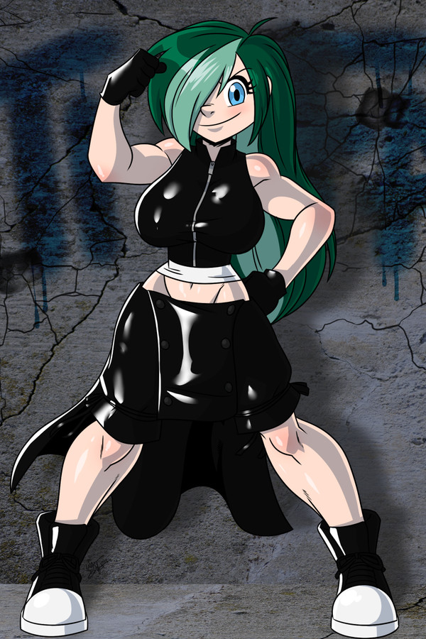 2019 aeolus06 alternate_version_available andrew_dickman awd big_breasts blue_eyes boots cosplay female final_fantasy final_fantasy_vii gloves green_hair hair_over_one_eye hourglass_figure long_green_hair looking_at_viewer ponytail riley_(andrew_dickman) square_enix tifa_lockhart tifa_lockhart_(cosplay)