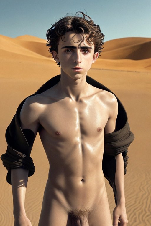 3d 3d_(artwork) actor ai_generated celebrity dessert dune gooeyvision in_character looking_at_viewer male male_only outdoors outside paul_atreides penis_peek timothee_chalamet twink veiny_penis