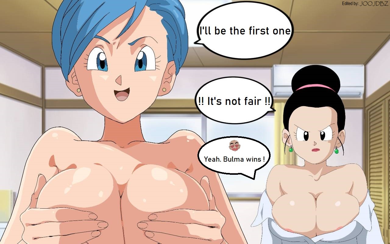 2girls, big breasts, black eyes, black hair, blue eyes, blue hair, breasts, bulma, bulma briefs, cheating, cheating female, cheating wife, chichi, dragon ball, dragon ball super, english text, female, krillin, kuririn, lipstick, mini comic, multiple females, multiple girls, nude, nude female