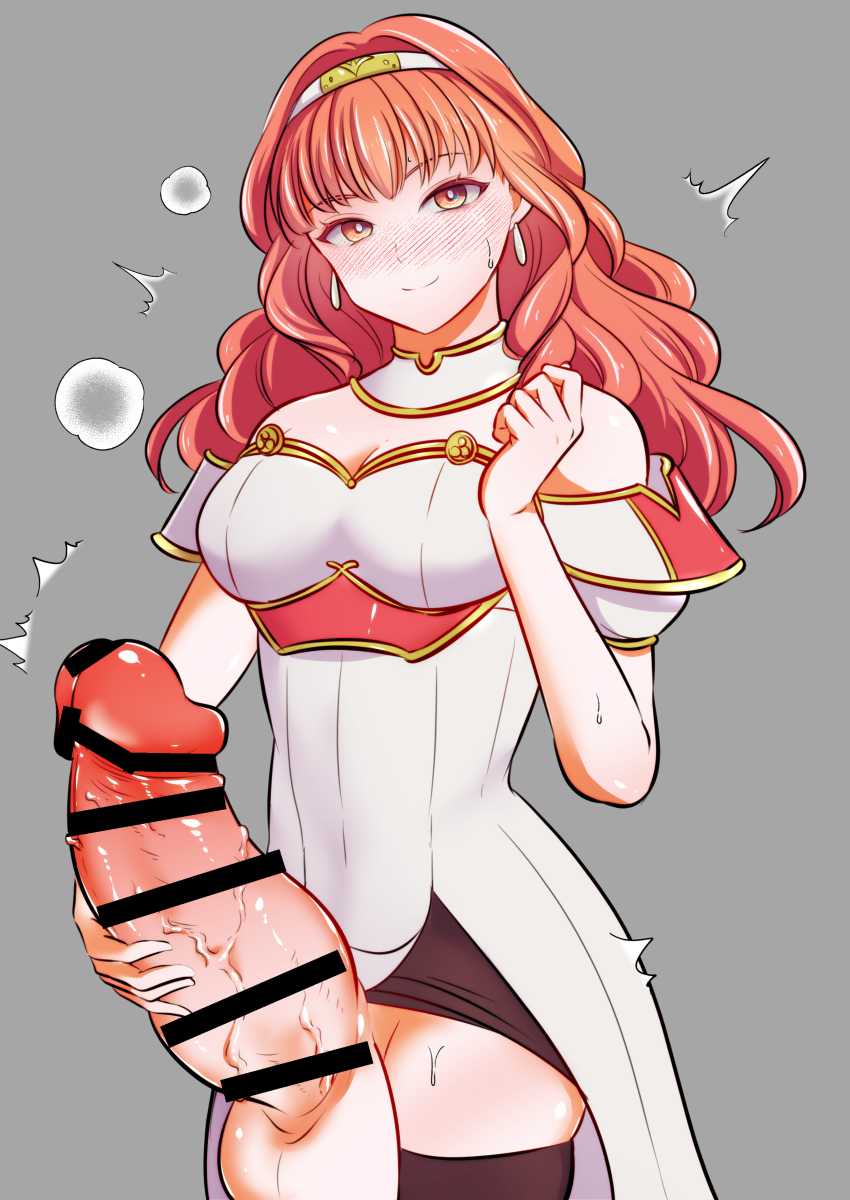 1futa balls bangs big_balls big_penis blush bottomless breasts celica_(fire_emblem) censor_bar censored censored_penis choker clothed clothing diadem dress earrings erect_penis erection erection_under_clothes erection_under_clothing erection_under_skirt felice_sideb fire_emblem fire_emblem_echoes:_shadows_of_valentia futa_only futanari hairband huge_cock human light-skinned_futanari light_skin long_hair looking_at_viewer masturbation mostly_clothed nintendo penis red_eyes red_hair skirt skirt_lift skirt_up smile smiling solo solo_futa standing veiny_penis white_dress