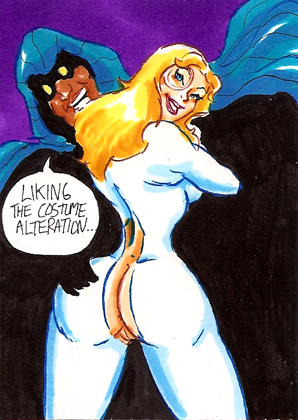 1boy 1girls ass ass_focus blonde_hair blue_eyes bodysuit cloak_(marvel) cloak_and_dagger dagger_(marvel) dark-skinned_male dark_skin dat_ass female interracial joe_gravel male marvel marvel_comics pussy superhero superheroine tandy_bowen ty_johnson