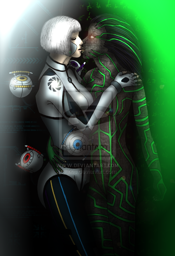 2girls android anger_core crossover curiosity_core glados intelligence_core kissing morality_core multiple_girls portal_(series) shodan system_shock yuri