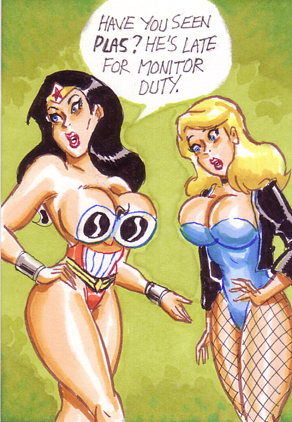 black_canary breasts busty cleavage dc_comics elastic fishnet_pantyhose green_arrow_(series) joe_gravel living_clothes plastic_man shapeshifter voluptuous wonder_woman wonder_woman_(series)