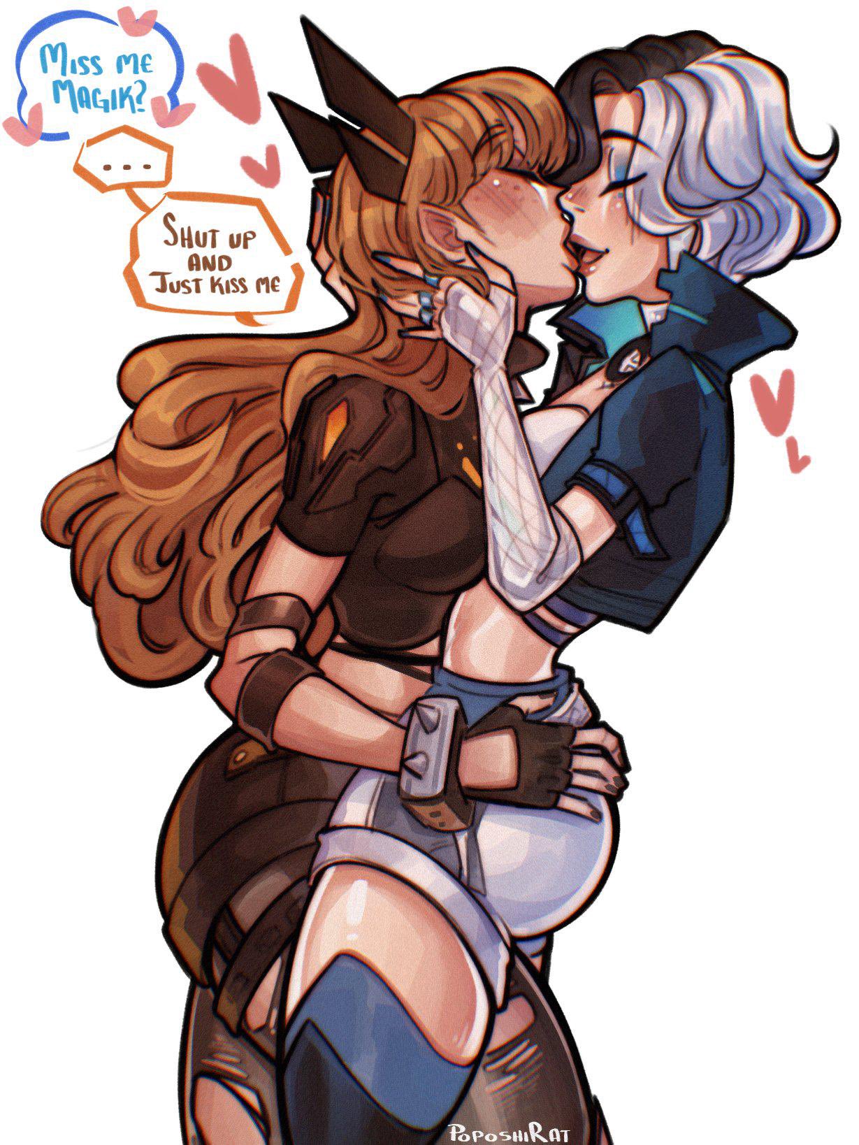 2d, ass, ass grab, big ass, bubble ass, couple, couple (romantic), french kiss, grabbing, grabbing ass, groping, groping ass, kissing, luna snow, luna snow (marvel rivals), magik (illyana rasputin), magik (marvel rivals), marvel, marvel rivals, poposhirat, shut up, snowsword, thick thighs, yuri