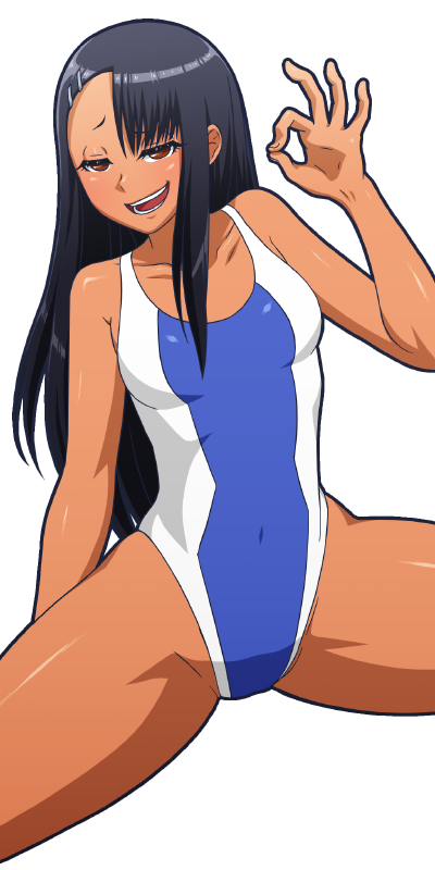 1girls alpha_channel black_hair breasts brown_eyes clothed clothing female female_focus female_only for_sticker_use hayase_nagatoro hi_res highres long_hair looking_at_viewer manyakis mike_inel navel no_background open_mouth please_don't_bully_me,_nagatoro png revealing_clothes small_breasts smile solo spread_legs sticker_template swimsuit tan tan-skinned_female tan_body tan_skin tanned tanned_female transparent_background transparent_png