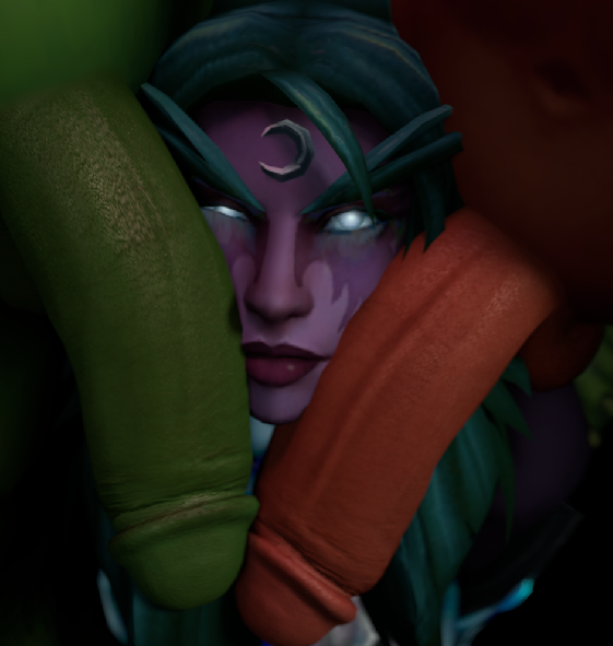 1girls 2boys 3d blizzard_entertainment cheating cheating_wife green_hair interspecies leeterr night_elf orc orc_(warcraft) orc_male orced original_character penis penis_on_face purple_skin tyrande_whisperwind warcraft world_of_warcraft