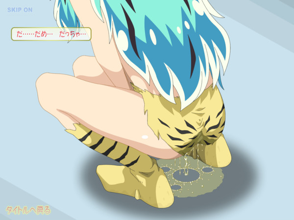 bikini green_hair have_to_pee japanese_text lum omorashi panties pantyshot pee_stain peeing peeing_self stained_panties tyao urinating_female urination urine urine_on_ground urine_pool urine_puddle urusei_yatsura wetting wetting_self