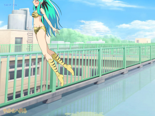 bikini flying_away green_hair have_to_pee japanese_text lum omorashi panties pantyshot pee_stain peeing peeing_self stained_panties tyao urinating_female urination urine urine_on_ground urine_pool urine_puddle urusei_yatsura wetting wetting_self