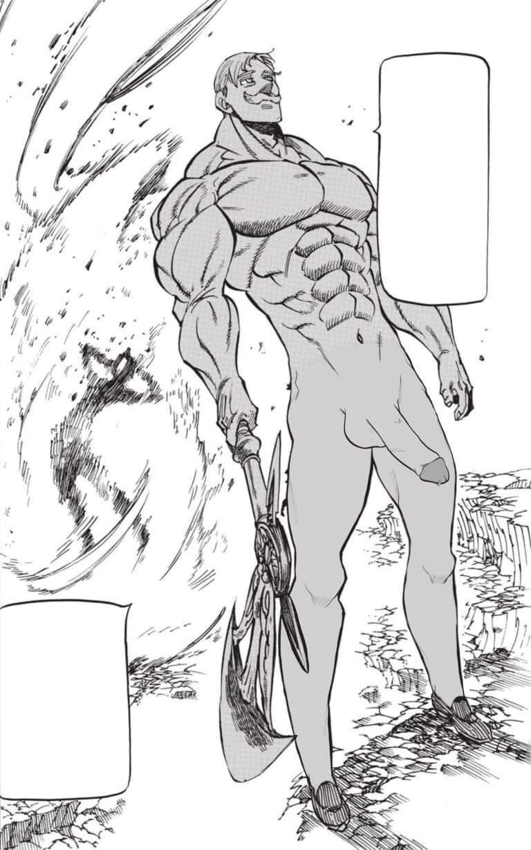 1boy abs axe balls ballsack bara beefy biceps big_penis burning escanor facial_hair flame hard_on huge_cock human male male_only manga manly mature_male monochrome muscles muscular_male mustache nanatsu_no_taizai nude_male pecs penis scrotum semi-erect seven_deadly_sins shaved_crotch smooth_penis smooth_skinned_male solo taller_girl testicles