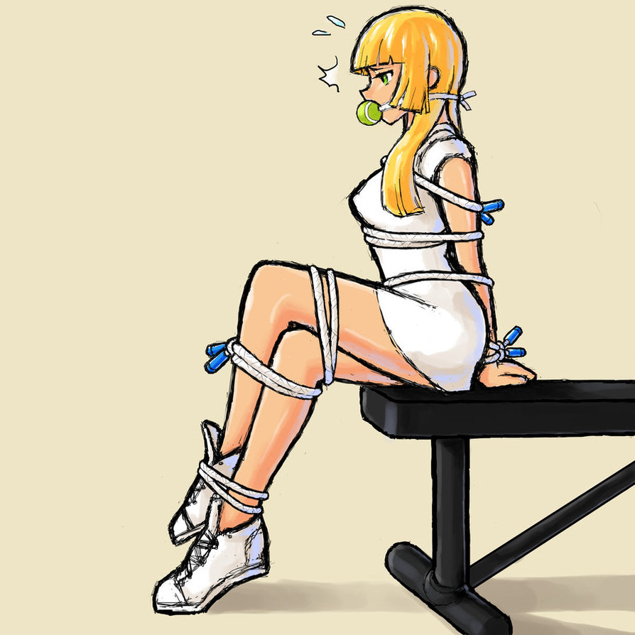 1girls, arms behind back, bad end, ball gag, blonde hair, bondage, bound, captured, captured heroine, damsel in distress, defeated, defeated heroine, domination, enslaved, enslaved royal, female, female focus, female only, femsub, gag, gagged, game over, green eyes, helpless, humiliation, jump rope, kidnapped, nintendo, no dialogue, princess, princess zelda, restrained, royalty, sex slave, simple background, sitting, skyward sword, slave, slave girl, sole female, submissive, submissive female, tagme, tennis, tennis ball, tennis uniform, the legend of zelda, tied up, zelda (skyward sword)
