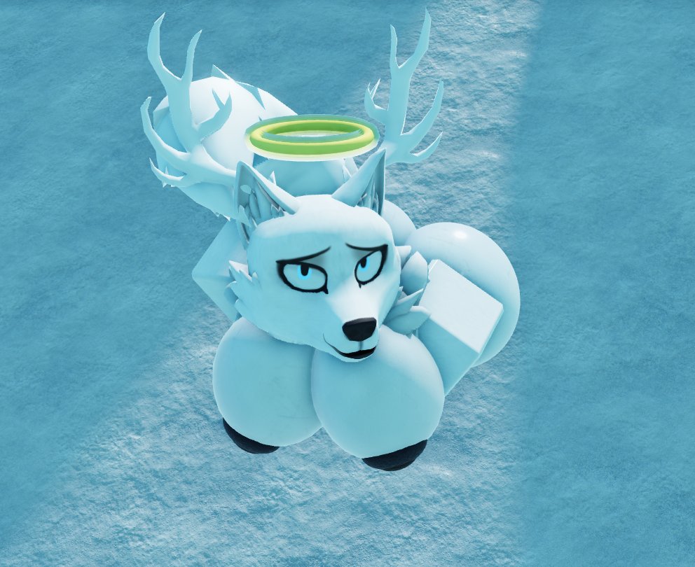3d, anthro, antlers, ass, breasts, female, roblox, robloxian, solo, willie piv, wolf tail