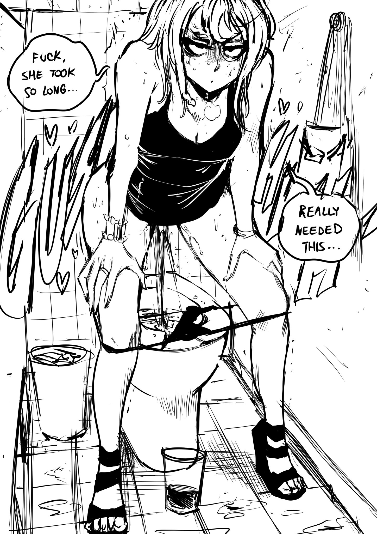 1girls, biku, character request, copyright request, female, female only, peeing, squatting
