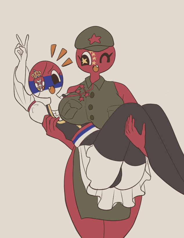 2girls big_breasts china_(countryhumans) clothing cocomooooochi countryhumans countryhumans_girl legwear panties serbia_(countryhumans) v_sign