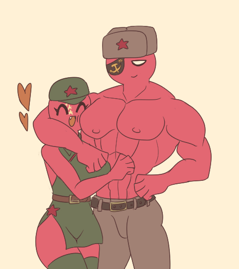 ._. 1boy 1girls china_(countryhumans) cocomooooochi countryhumans countryhumans_girl heart muscular muscular_male red_body soviet_union_(countryhumans)