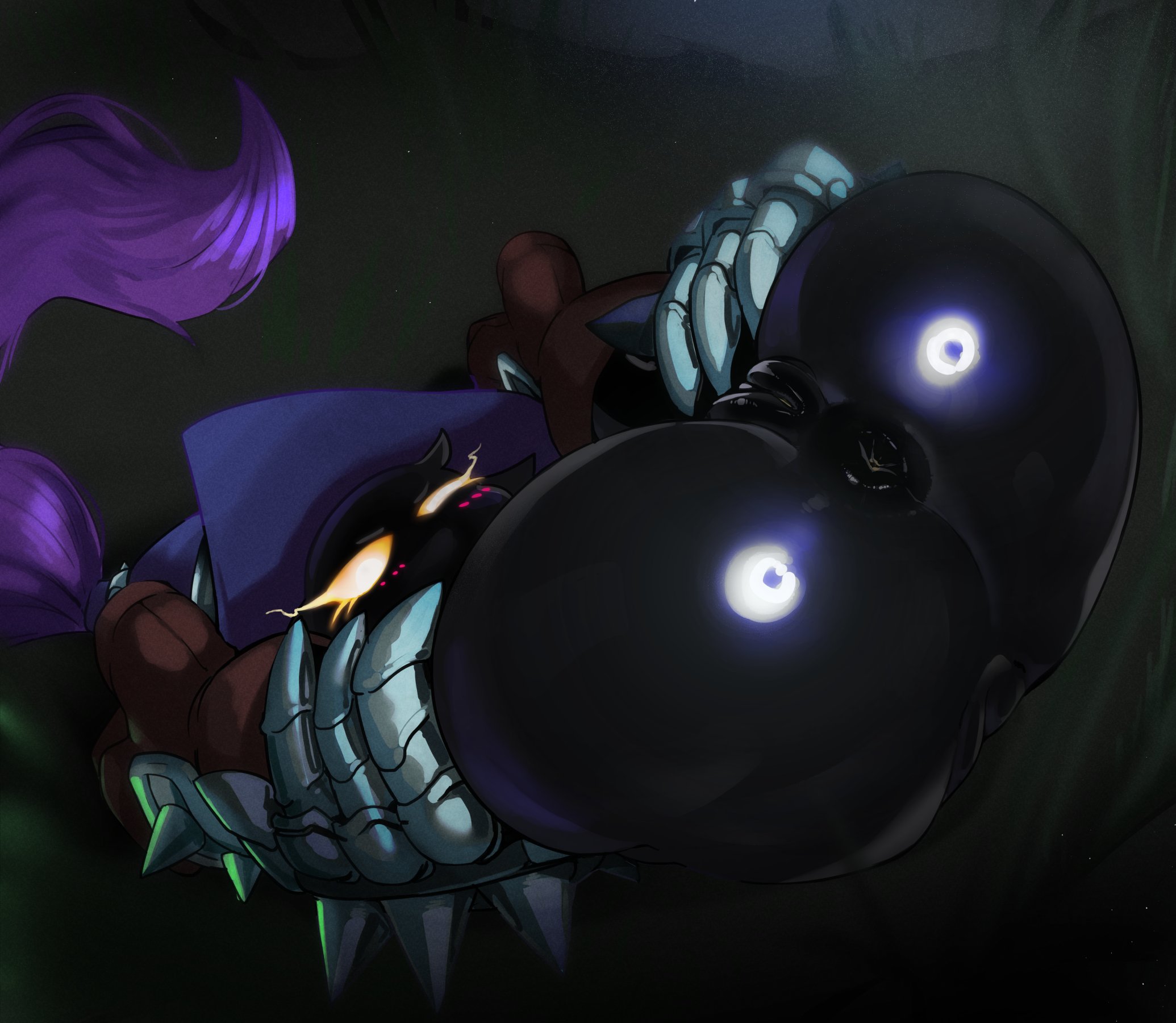 1girls, anus, ass, ass up, blush, female, hat, league of legends, looking at viewer, mdthetest, partially clothed, presenting, pussy, solo, veigar, yellow eyes