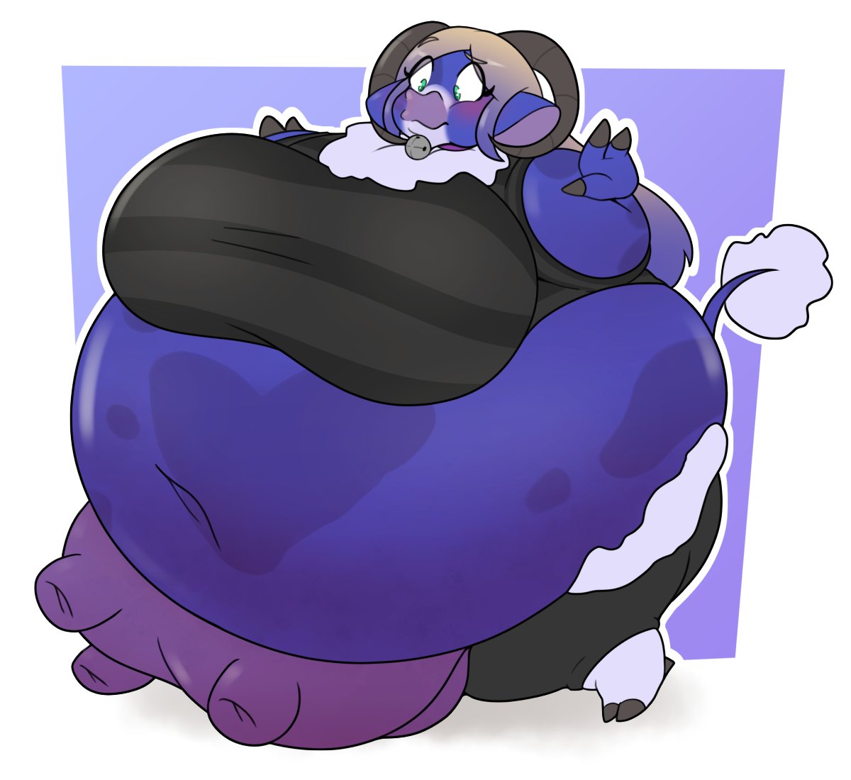 1girls 2b_labs big_belly big_breasts blueberry blueberry_inflation breasts cow fat female inflation juice liquid_inflation obese spherical_inflation udders