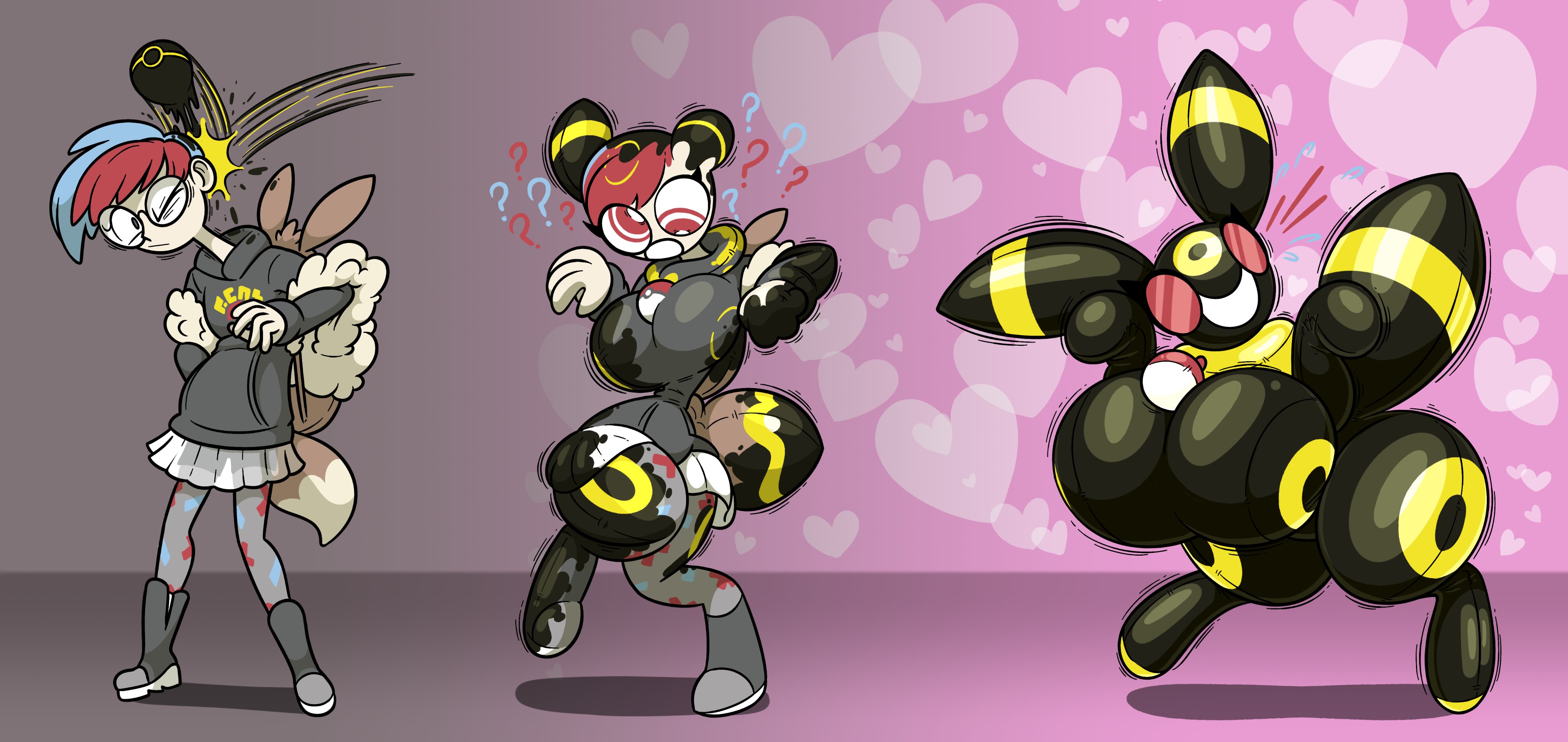 anthro, ass, ass expansion, brain drain, breast expansion, breast growth, breast growth (enlargement), breasts, female, frost-lock, gender transformation, hair loss, huge ass, huge breasts, human to anthro, human to pokemon, identity death, mind control, penny (pokemon), pokémon (species), pokemon, pokemon (species), pokemon sv, skin color change, species transformation, thick thighs, thigh expansion, transformation, transformation sequence, umbreon, wide hips