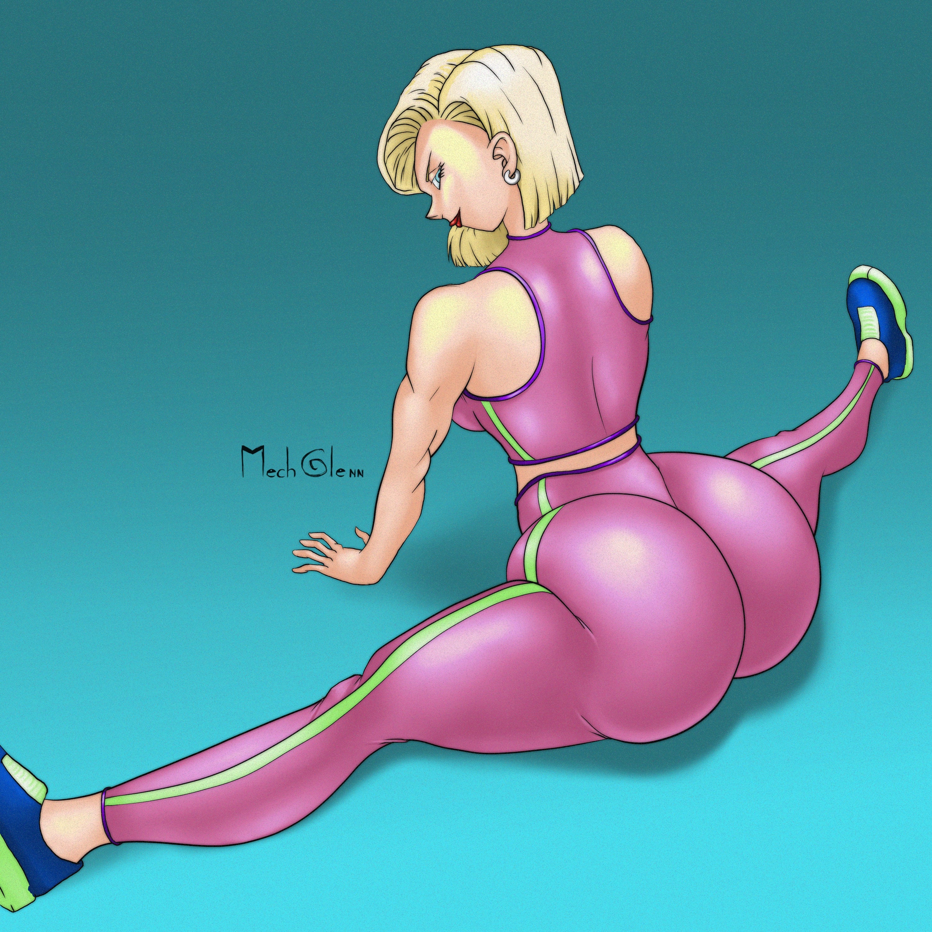 1girls, android 18, ass, big ass, big butt, bubble ass, bubble butt, dragon ball, dragon ball super, dragon ball z, fat ass, fat butt, female, mechglenn, spread legs, thick ass, thick butt