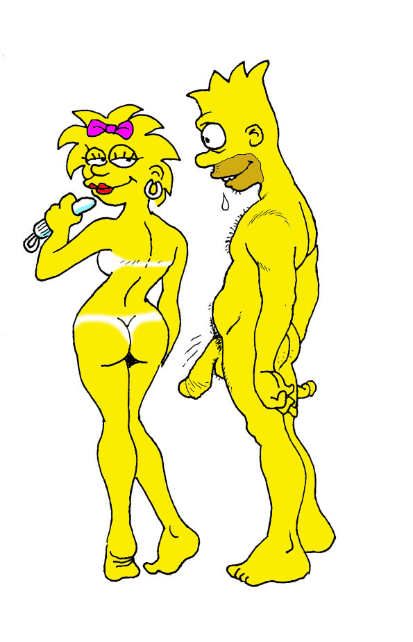 ass barefoot bart_simpson color dennis_clark female human incest maggie_simpson male nude penis standing straight tagme testicles the_simpsons yellow_body