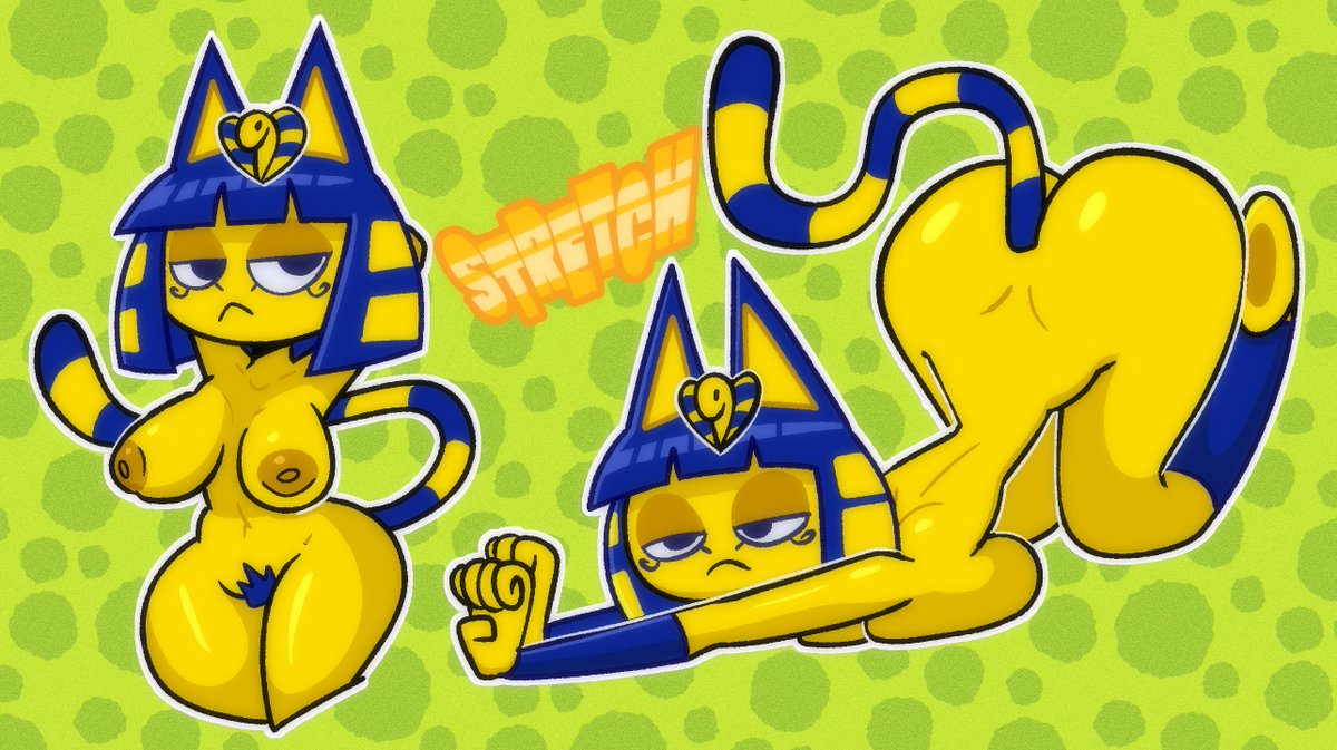 animal_crossing ankha ass breasts game_character pulpdirector pussy yellow_body