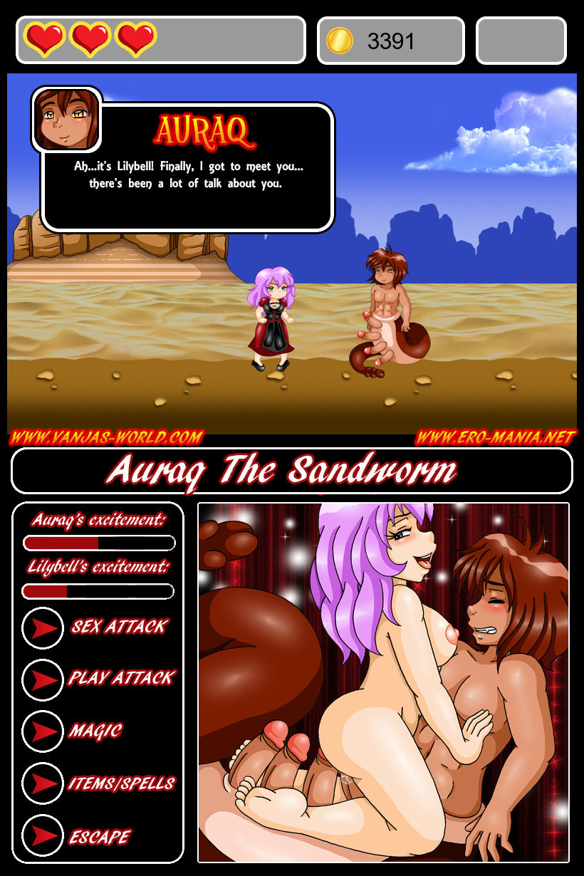 1boy 1girls abs animal_humanoid athletic athletic_male brown_hair brown_skin cowgirl_position desert duo english_text erection fake_screenshot female female_on_top game genitals hair happy_sex hetero hetero_sex humanoid male male/female monster monster_boy multi_genitalia multi_penis multiple_penetration muscular muscular_male on_top penis purple_hair reptile reptile_humanoid sandworm scalie scalie_humanoid smile snake_humanoid tetraphallia tongue tongue_out uncensored vanja