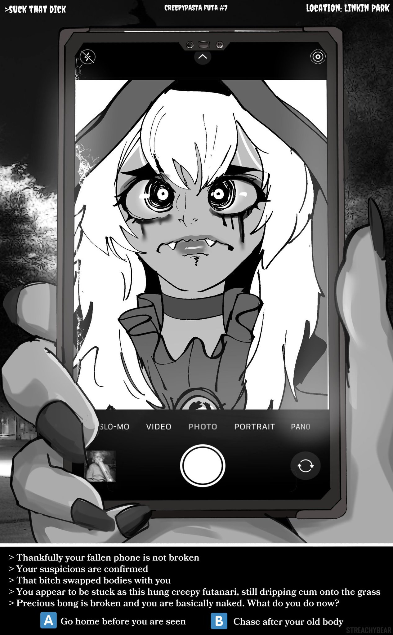 1futa, better version at source, english, english text, futanari, intersex, mascara tears, phone, runny makeup, streachybear, tagme, text, twitter sample, white hair