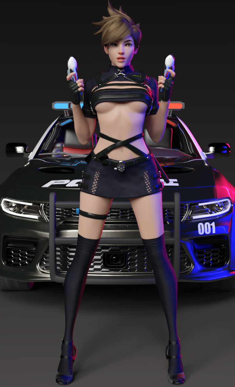 1girls 3d 3d_(artwork) blizzard_entertainment breasts daz3d daz_studio female heels high_heels kneesocks legs overwatch pin3d pinup police police_uniform policewoman shoes skirt slender_legs small_breasts solo thighhighs thighs tracer underboob