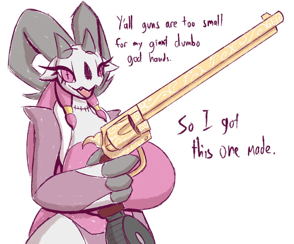 2023, anthro, big breasts, breasts, female, female focus, female only, firearm, gun, handgun, looking at viewer, luxeia, original, original character, r-mk, revolver, weapon