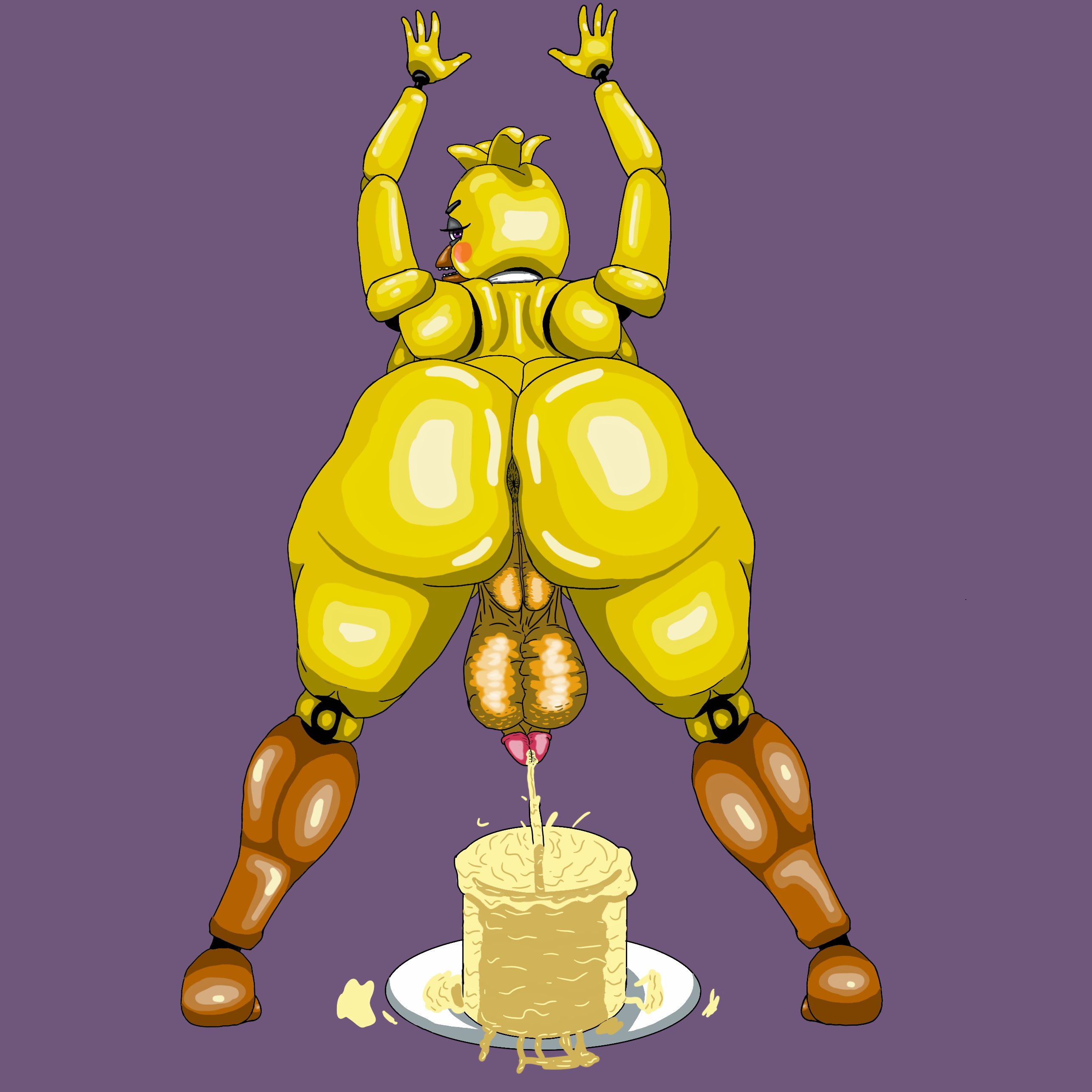 1futa, animatronic, ass, balls, breasts, chica (fnaf), chicken, cum, cum on food, cumming, ejaculation, five nights at freddy's, five nights at freddy's 2, futa only, futanari, hyper breasts, hyper penis, intersex, large breasts, large penis, nipples, penis, robot, solo, testicles, yellow skin